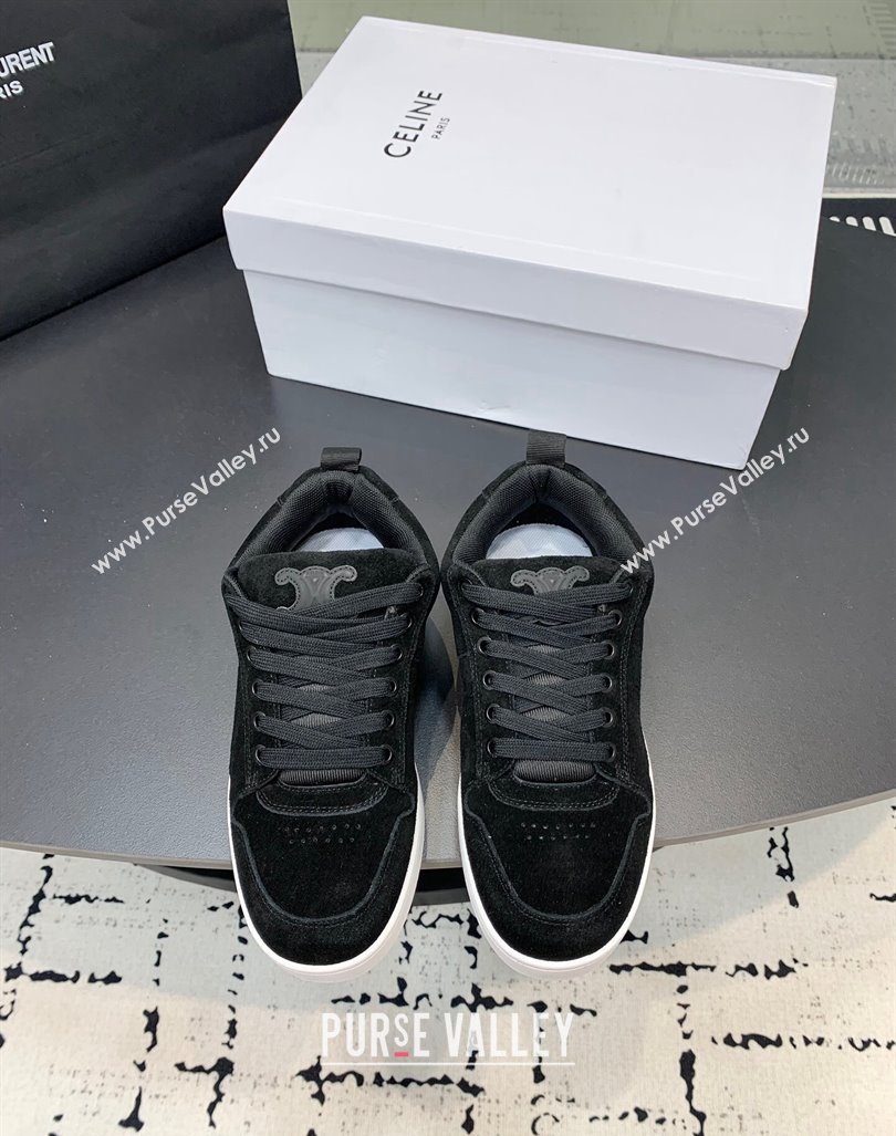 Celine Trainer Suede Low Sneakers Black 2024 0813 (KER-240813020)