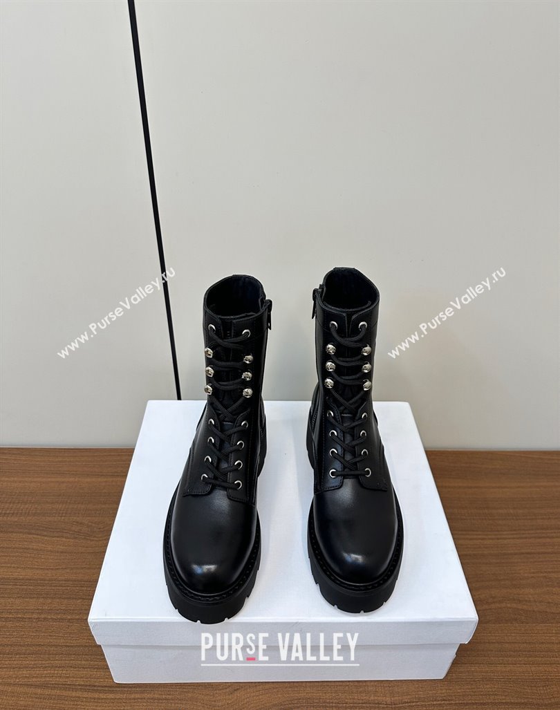 Celine Triomphe Rangers Mid Lace-up Boots 5cm in Calfskin Black 2024 071903 (MD-240813024)