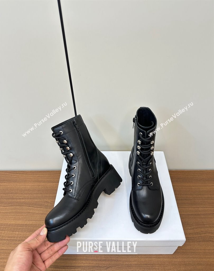 Celine Triomphe Rangers Mid Lace-up Boots 5cm in Calfskin Black 2024 071903 (MD-240813024)