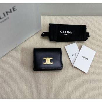 Celine Business Card Holder Wallet in Shiny Calfskin Black 2024 10M123 (BL-240827104)