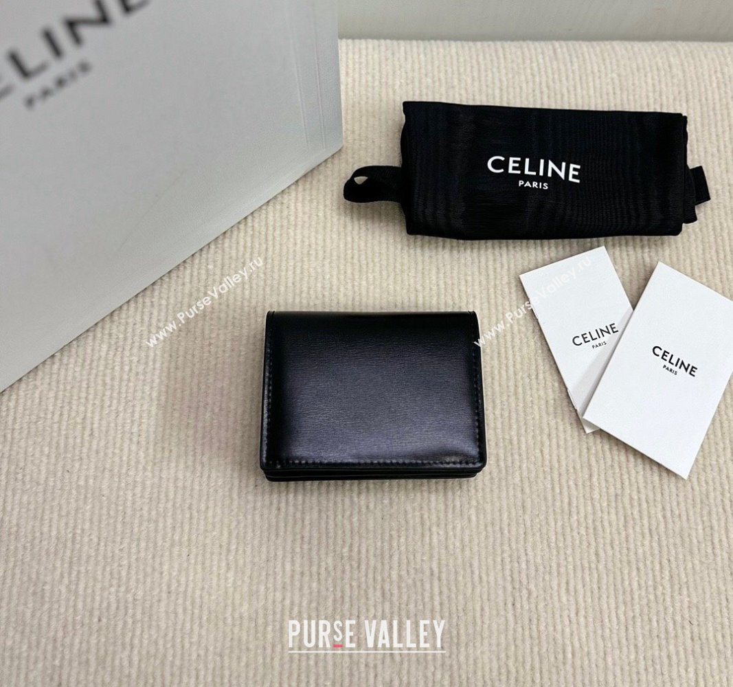 Celine Business Card Holder Wallet in Shiny Calfskin Black 2024 10M123 (BL-240827104)