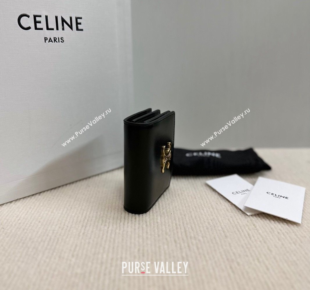 Celine Business Card Holder Wallet in Shiny Calfskin Black 2024 10M123 (BL-240827104)