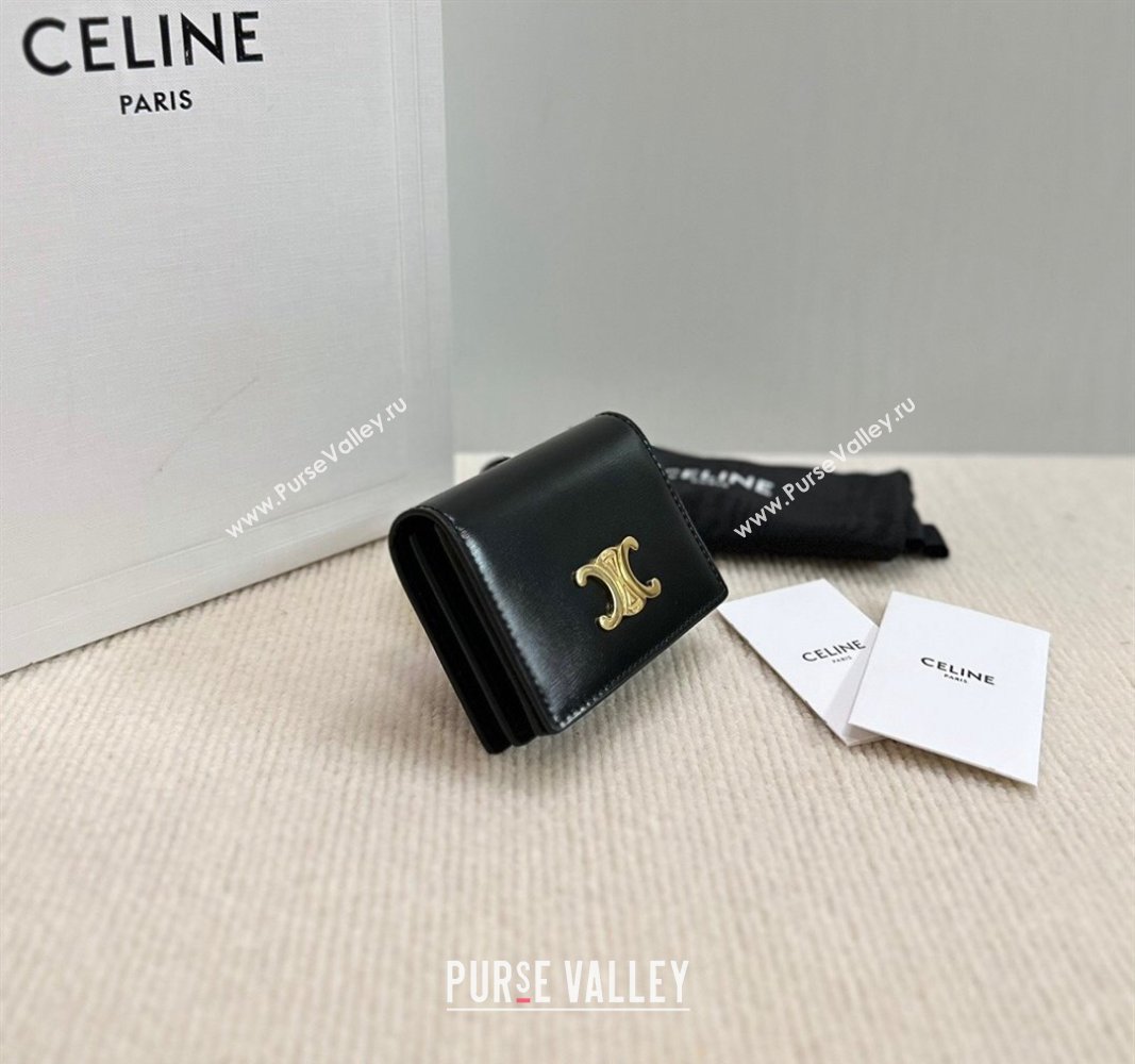 Celine Business Card Holder Wallet in Shiny Calfskin Black 2024 10M123 (BL-240827104)