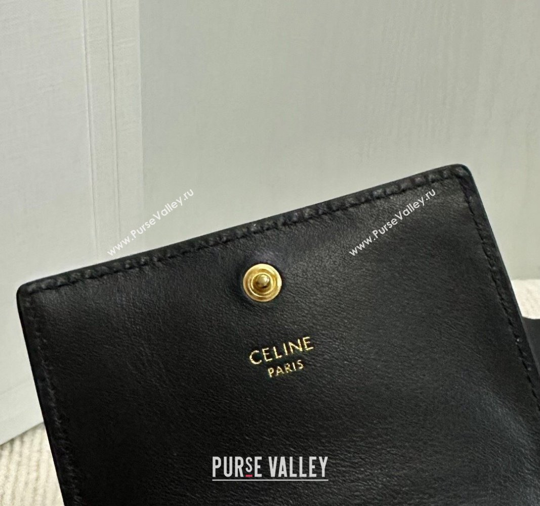 Celine Business Card Holder Wallet in Shiny Calfskin Black 2024 10M123 (BL-240827104)