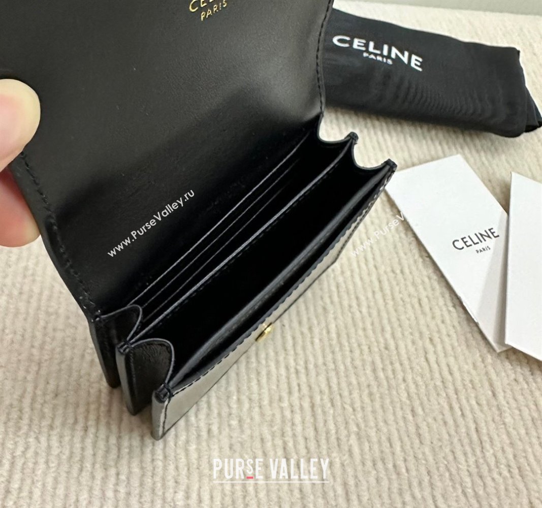 Celine Business Card Holder Wallet in Shiny Calfskin Black 2024 10M123 (BL-240827104)