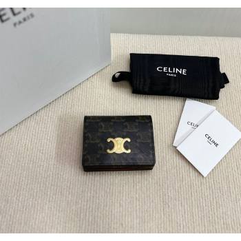 Celine Business Card Holder Wallet Triomphe Canvas and Lambskin 2024 10M122 (BL-240827103)