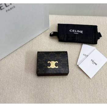 Celine Business Card Holder Wallet Triomphe Canvas and Lambskin 2024 10M122 (BL-240827103)