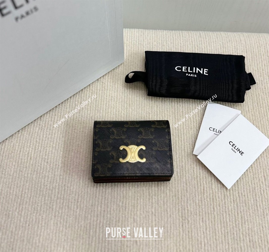 Celine Business Card Holder Wallet Triomphe Canvas and Lambskin 2024 10M122 (BL-240827103)