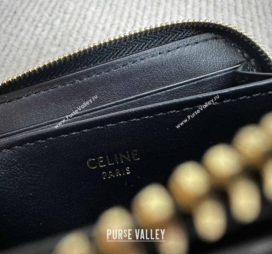 Celine Compact Zip Wallet Cuir Triomphe in Smooth Calfskin Black 2024 10K533 (BL-240827105)