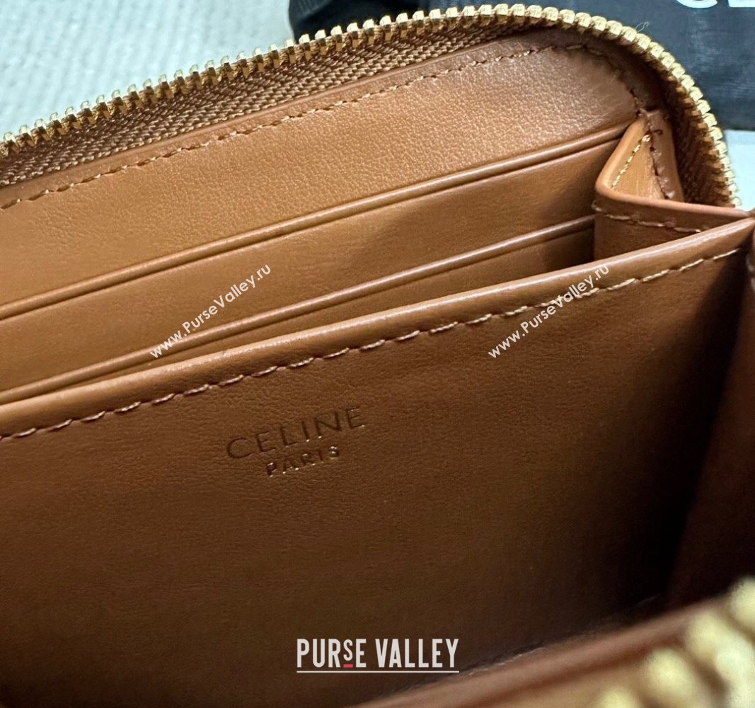 Celine Compact Zip Wallet Cuir Triomphe in Smooth Calfskin Brown 2024 10K533 (BL-240827106)