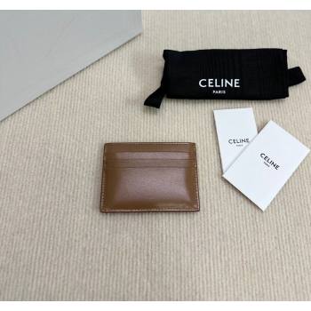 Celine Card Holder Wallet Triomphe in Shiny Calfskin Brown 2024 10L833 (BL-240827107)