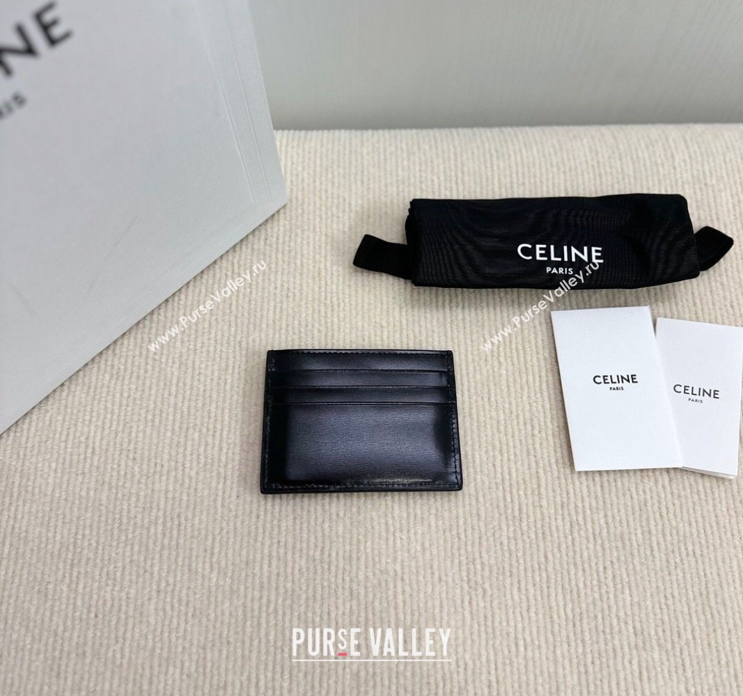 Celine Card Holder Wallet Triomphe in Shiny Calfskin Black 2024 10L833 (BL-240827108)