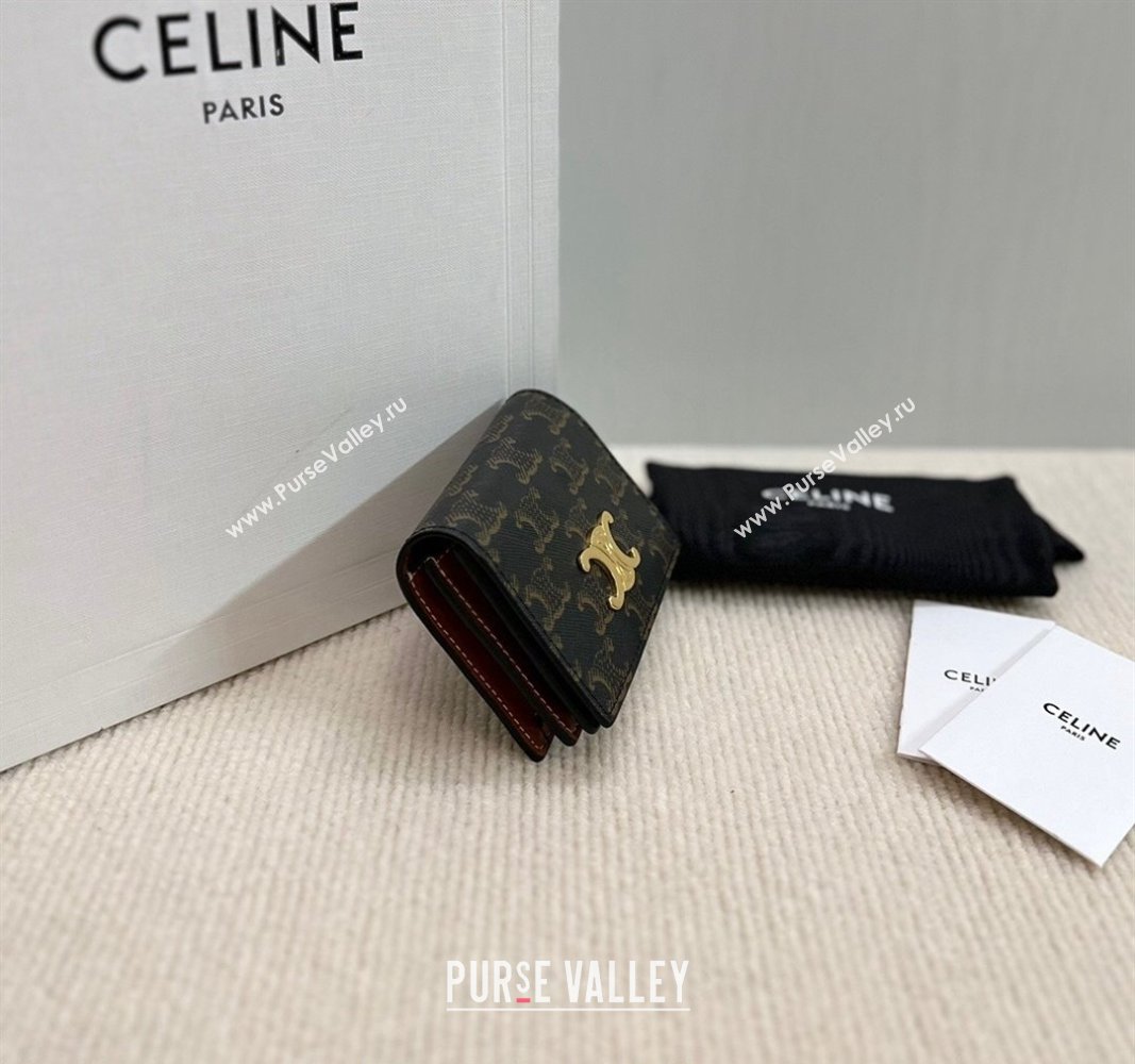 Celine Business Card Holder Wallet Triomphe Canvas and Lambskin 2024 10M122 (BL-240827103)