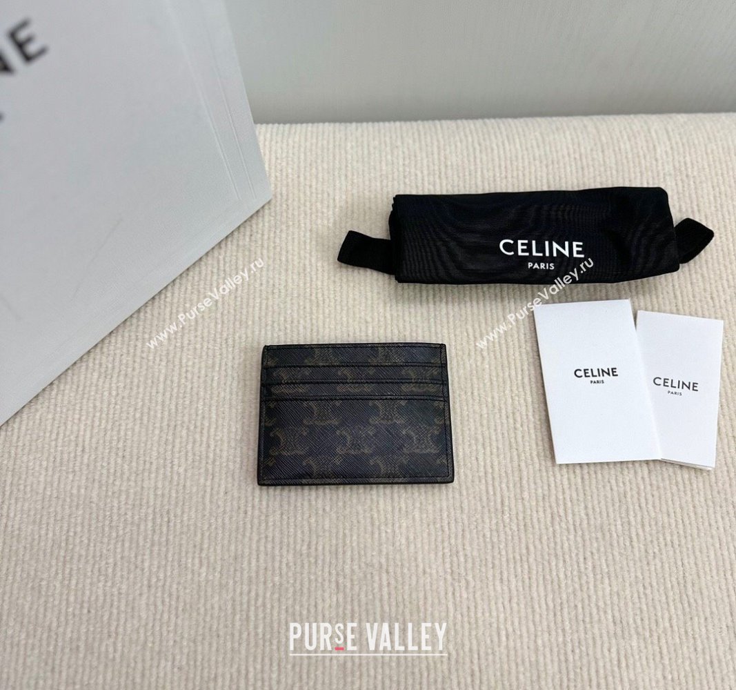 Celine Card Holder Wallet in Triomphe Canvas Brown 2024 10L832 (BL-240827109)