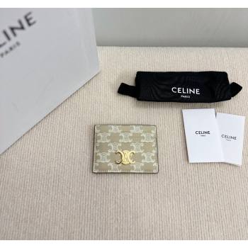 Celine Card Holder Wallet in Triomphe Canvas Beige 2024 10L832 (BL-240827110)