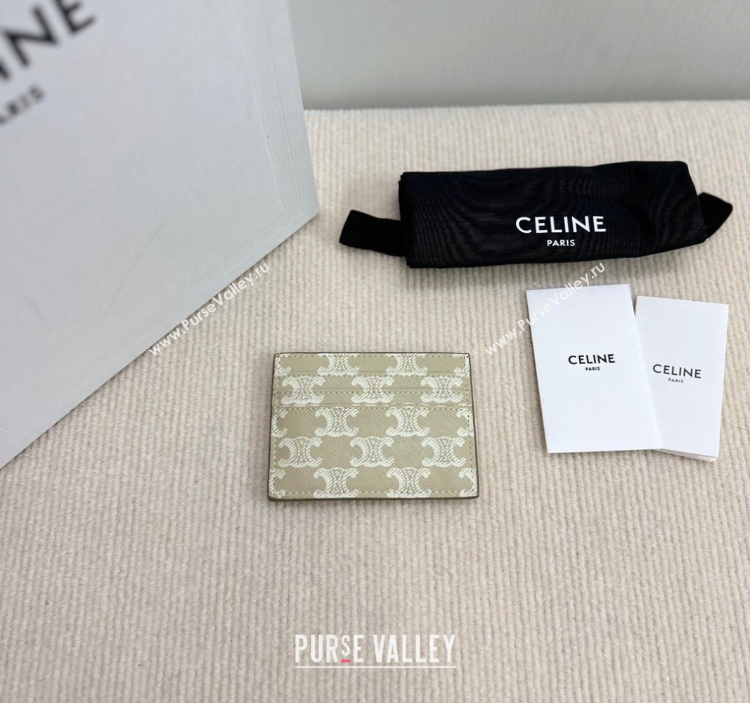 Celine Card Holder Wallet in Triomphe Canvas Beige 2024 10L832 (BL-240827110)