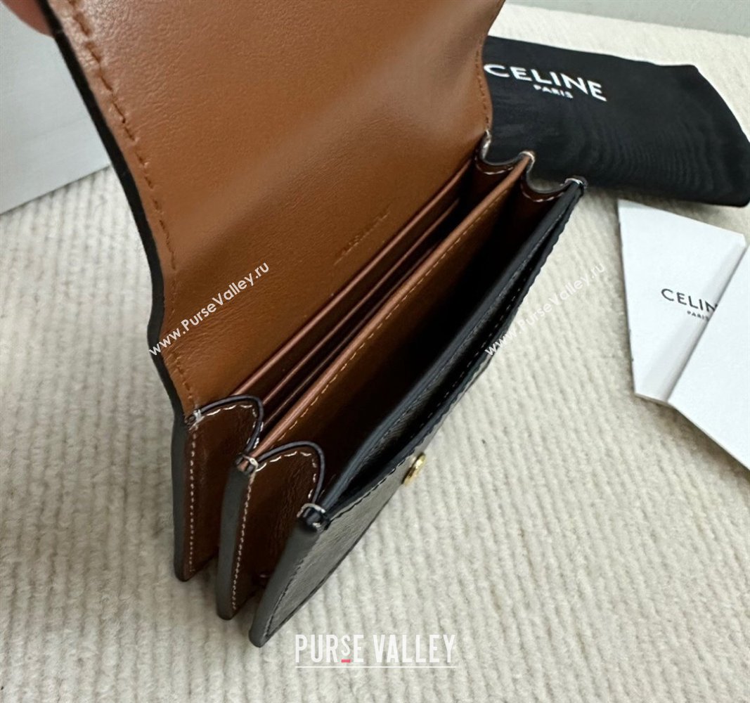 Celine Business Card Holder Wallet Triomphe Canvas and Lambskin 2024 10M122 (BL-240827103)