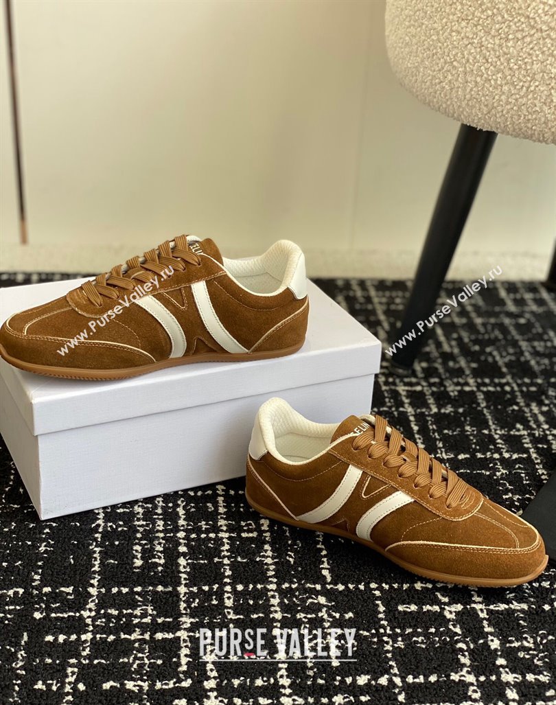 Celine Jogger Low Lace-up Sneakers with Triomphe in Suede Brown 2024 (SS-241012001)