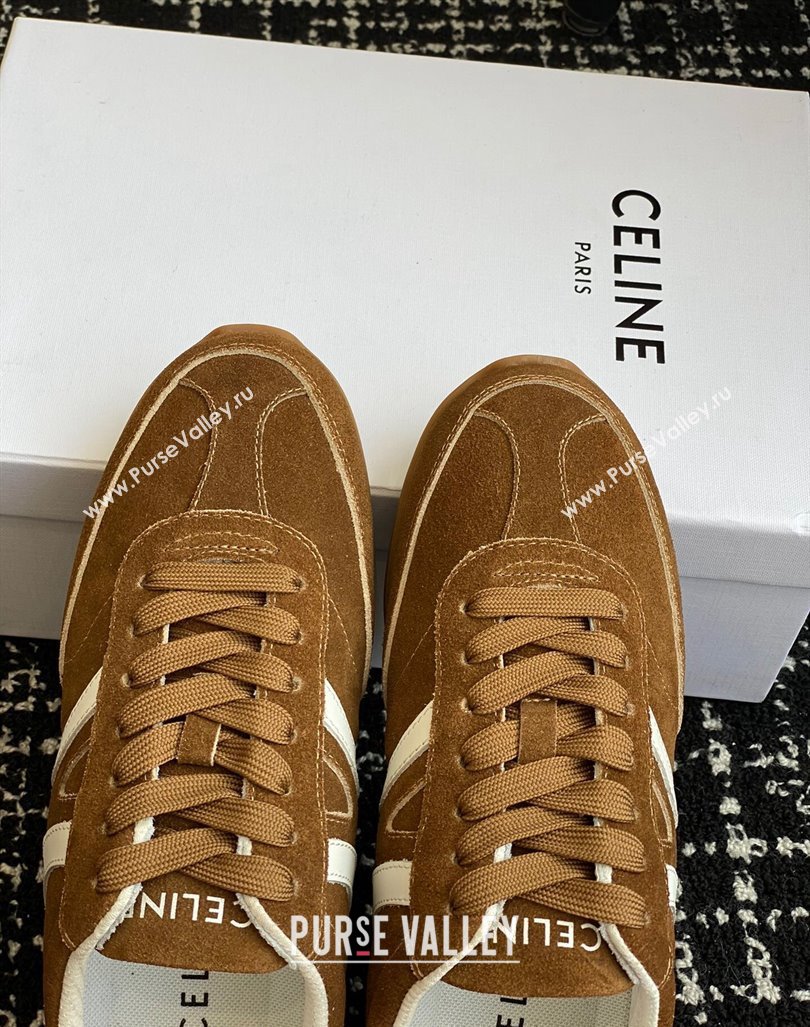 Celine Jogger Low Lace-up Sneakers with Triomphe in Suede Brown 2024 (SS-241012001)