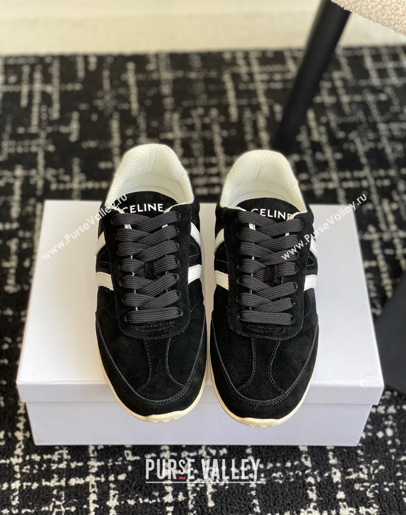 Celine Jogger Low Lace-up Sneakers with Triomphe in Suede Black 2024 (SS-241012003)