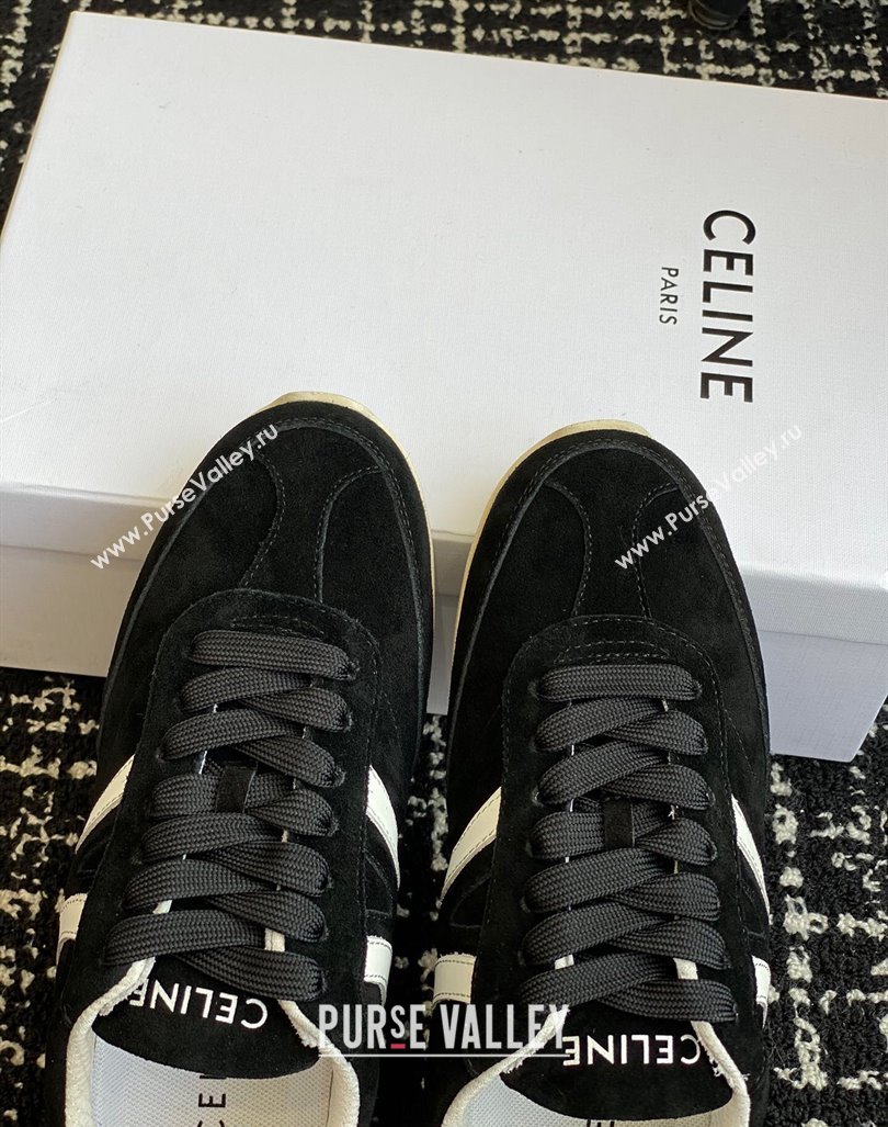 Celine Jogger Low Lace-up Sneakers with Triomphe in Suede Black 2024 (SS-241012003)