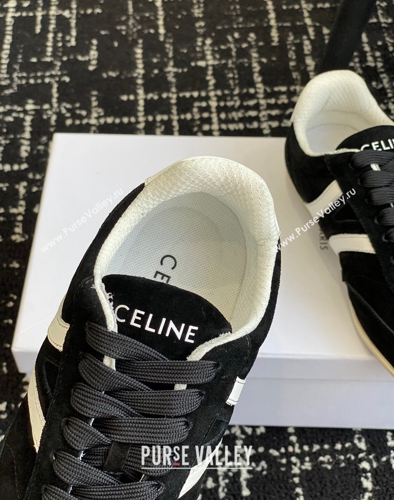 Celine Jogger Low Lace-up Sneakers with Triomphe in Suede Black 2024 (SS-241012003)