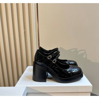 Celine Patent Leather Platform Mary Janes Pumps with Perforated Logo Black 2024 CE101206 (MD-241012035)