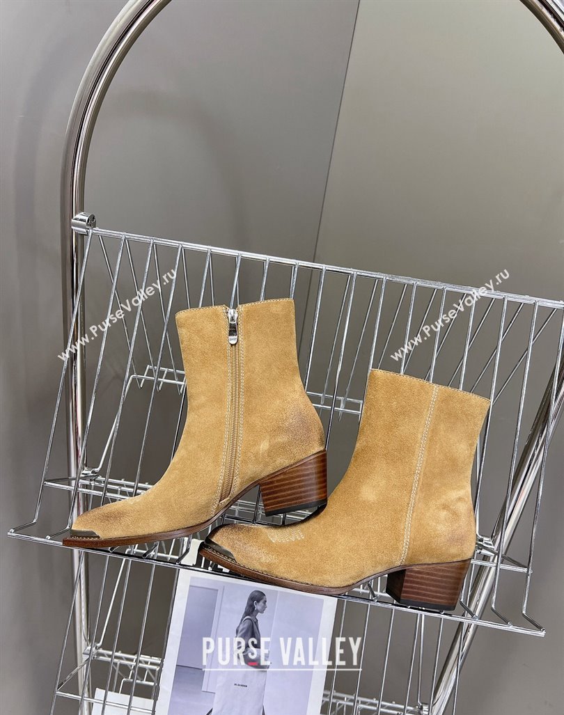 Celine Suede Ankle Boots 4.5cm with Metal-Tone Charm Beige 2024 CE101205 (MD-241012033)