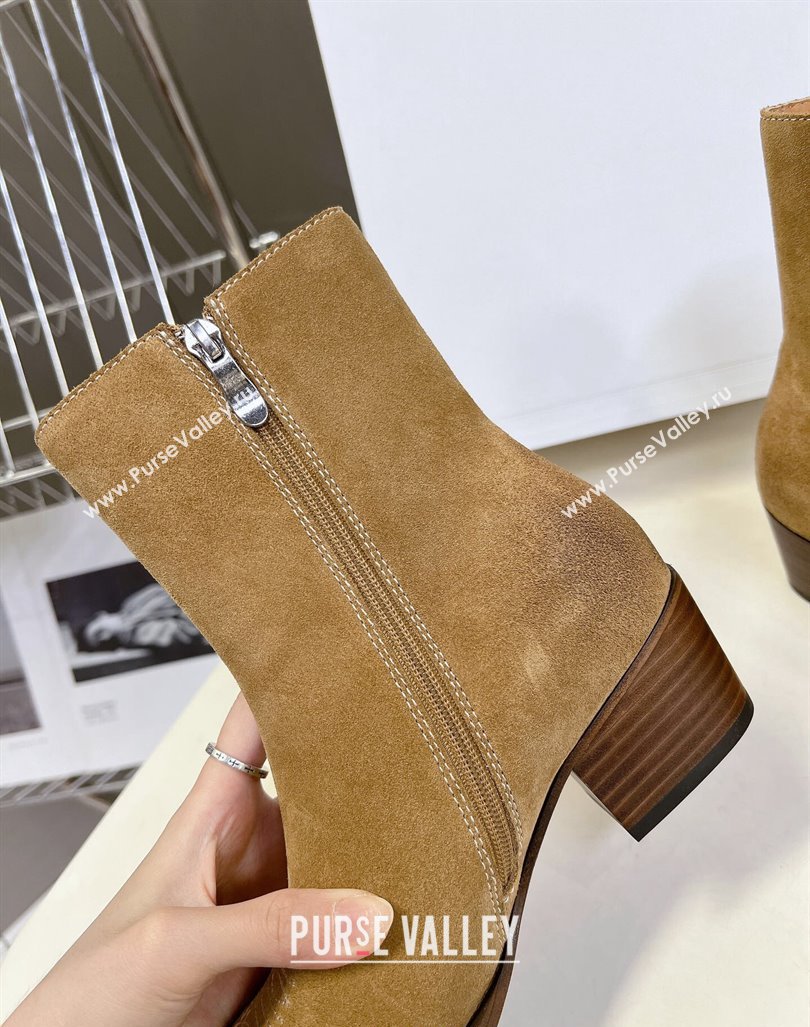 Celine Suede Ankle Boots 4.5cm with Metal-Tone Charm Beige 2024 CE101205 (MD-241012033)