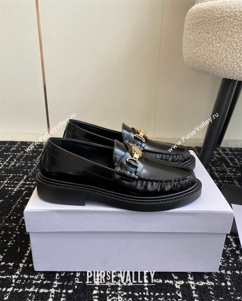 Celine Luco Triomphe Chain Loafers in Shiny Calfskin Black 2024 (SS-241112077)