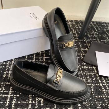 Celine Luco Triomphe Chain Loafers in Calfskin Leather Black 2024 (SS-241112080)