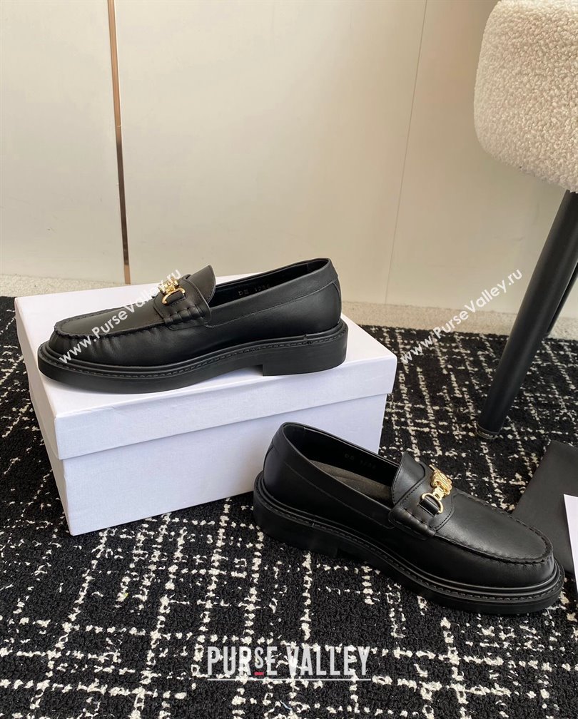 Celine Luco Triomphe Chain Loafers in Calfskin Leather Black 2024 (SS-241112080)