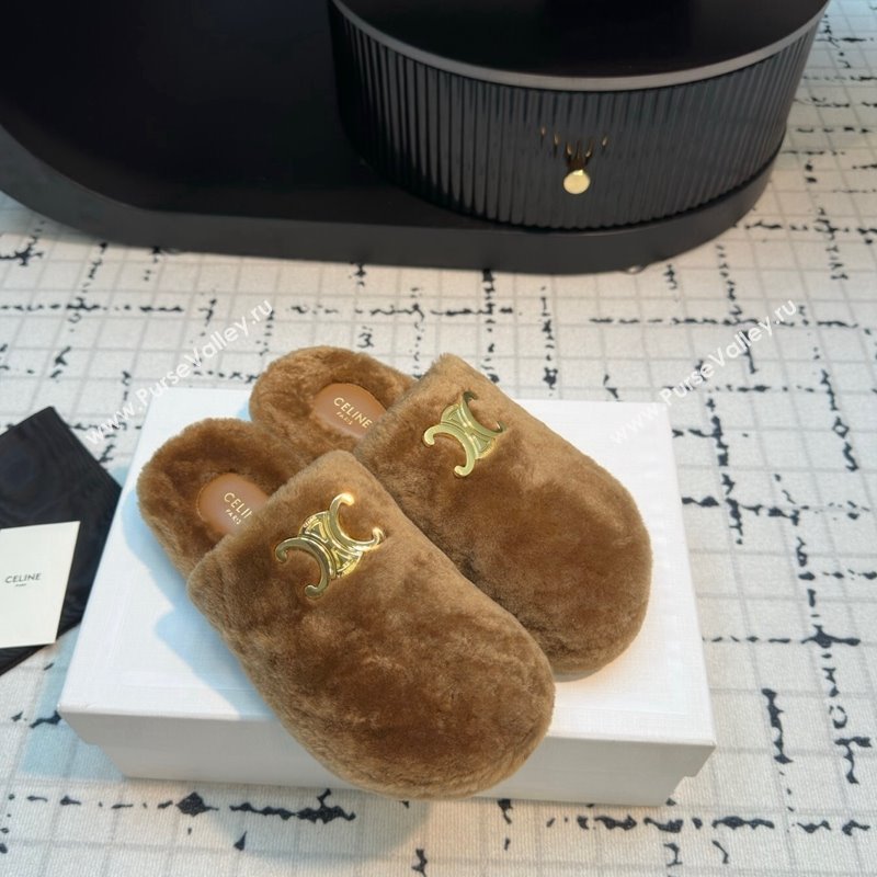 Celine Wool Flat Mules Brown 2024 1112 (KL-241112068)