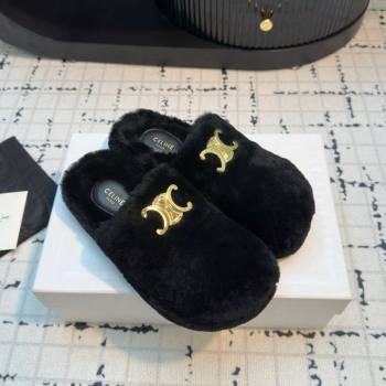 Celine Wool Flat Mules Black 2024 1112 (KL-241112070)