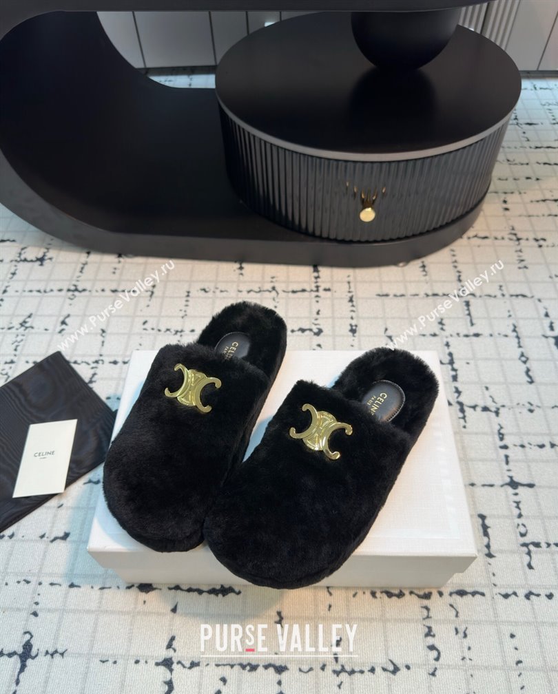 Celine Wool Flat Mules Black 2024 1112 (KL-241112070)