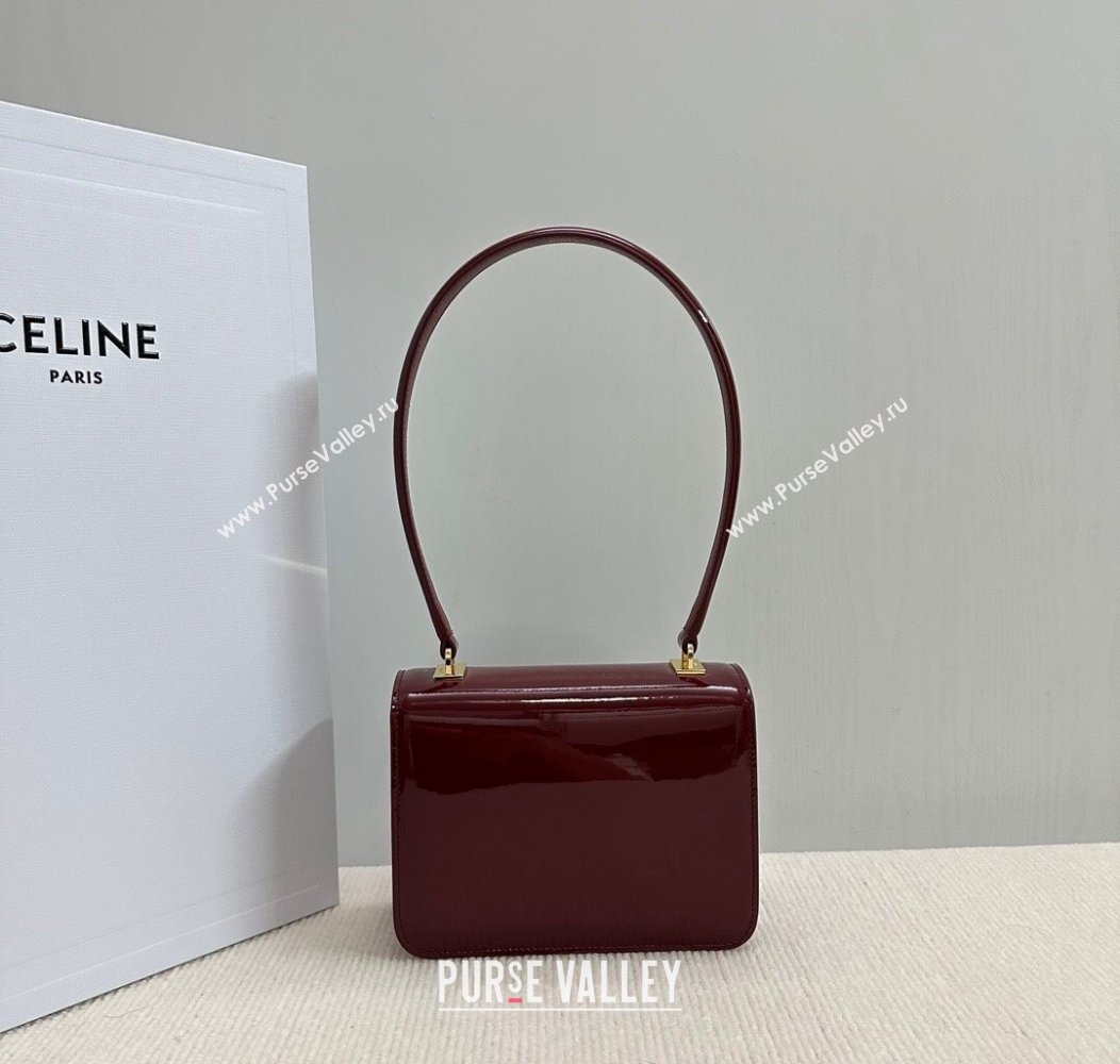 Celine Teen Garance Shoulder Bag in Patent Calfskin Burgundy 2024 118053 (BL-241212010)