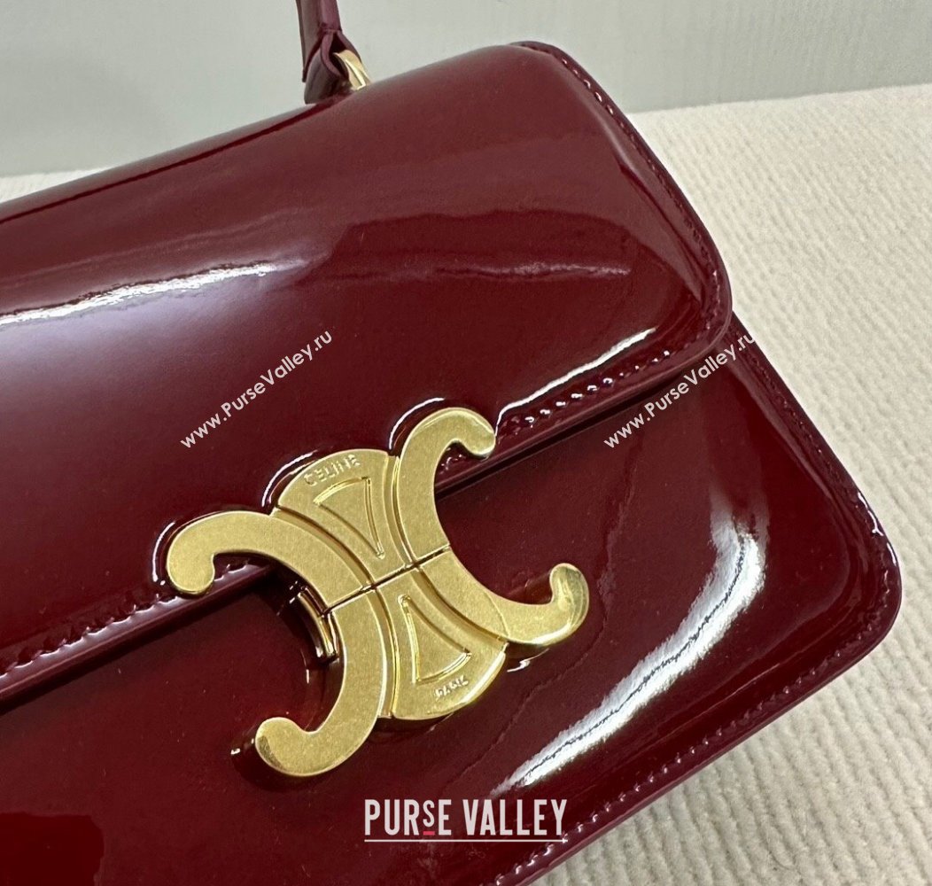 Celine Teen Garance Shoulder Bag in Patent Calfskin Burgundy 2024 118053 (BL-241212010)