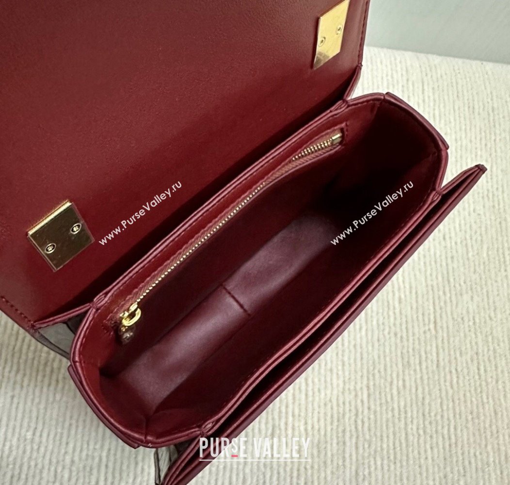 Celine Teen Garance Shoulder Bag in Patent Calfskin Burgundy 2024 118053 (BL-241212010)