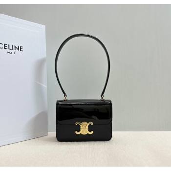 Celine Teen Garance Shoulder Bag in Patent Calfskin Black Leather 2024 118053 (BL-241212011)