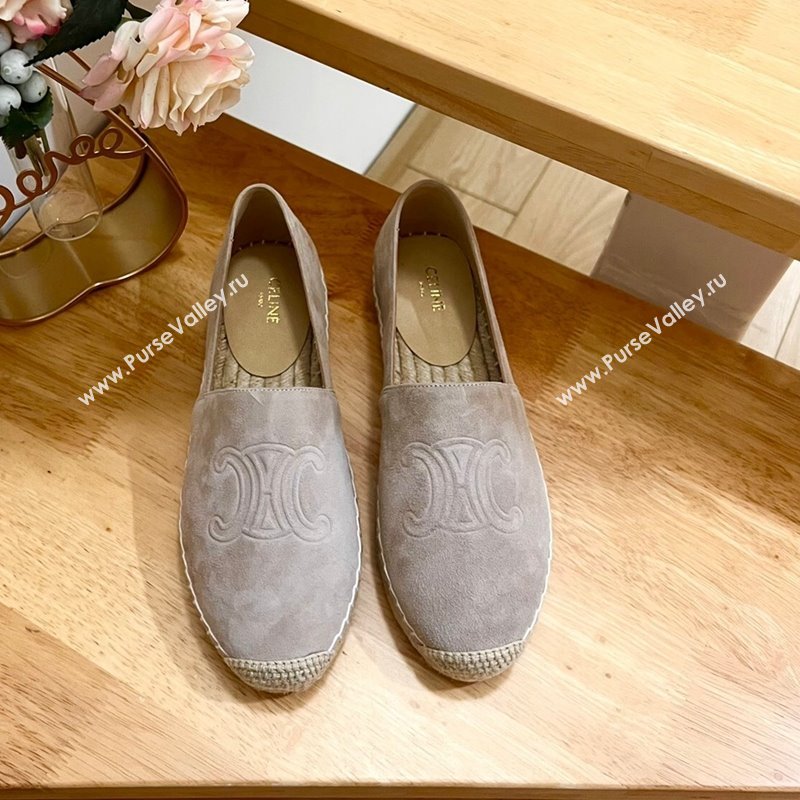 Celine Suede Logo Espadrilles Flats Grey 2024 1223 (KL-241223090)