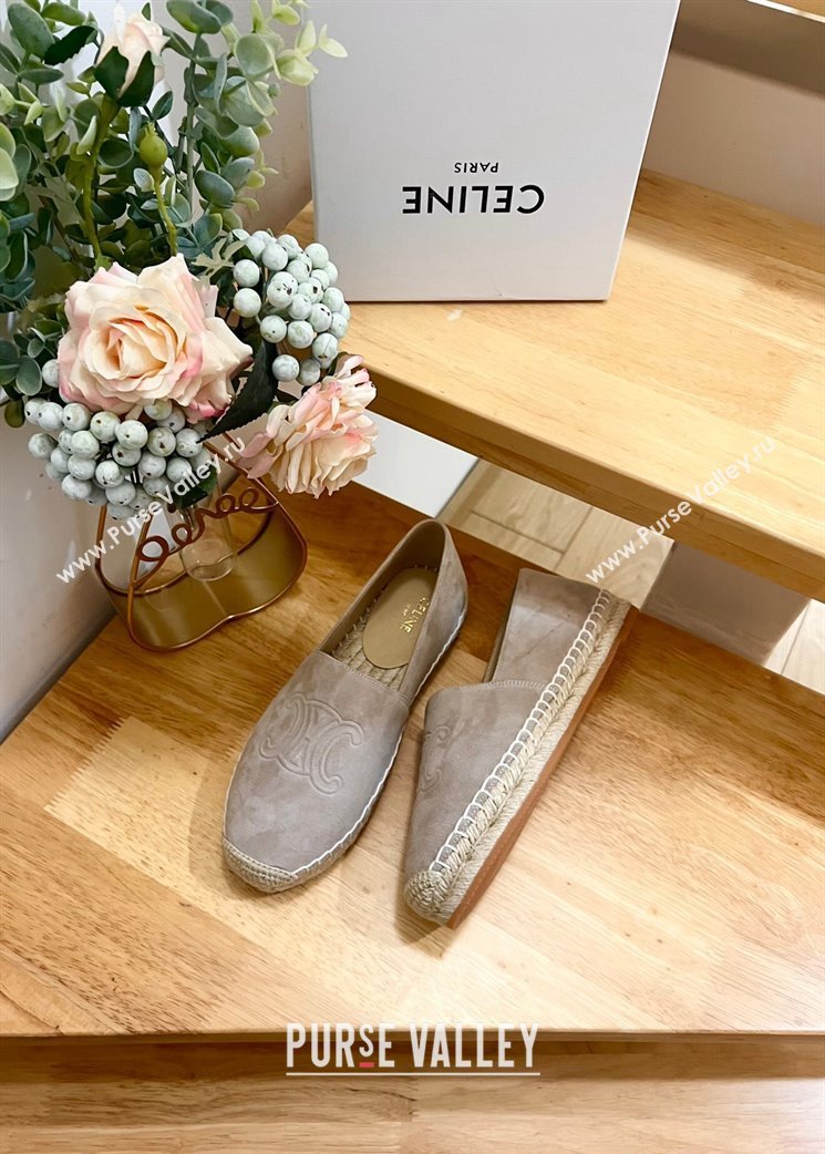 Celine Suede Logo Espadrilles Flats Grey 2024 1223 (KL-241223090)