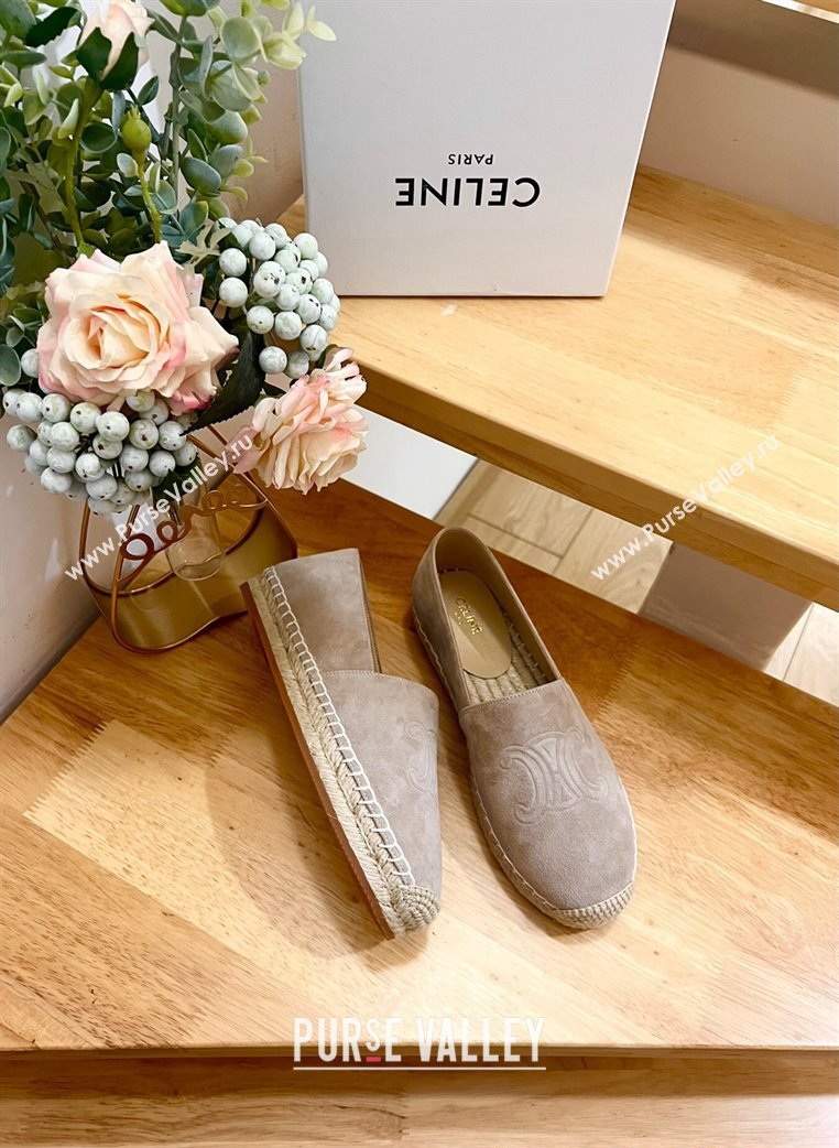 Celine Suede Logo Espadrilles Flats Grey 2024 1223 (KL-241223090)