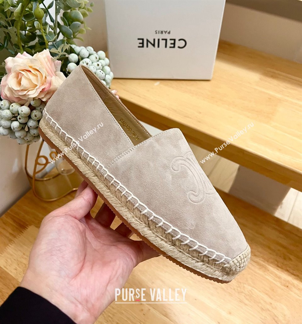 Celine Suede Logo Espadrilles Flats Grey 2024 1223 (KL-241223090)