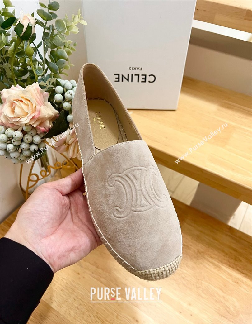 Celine Suede Logo Espadrilles Flats Grey 2024 1223 (KL-241223090)