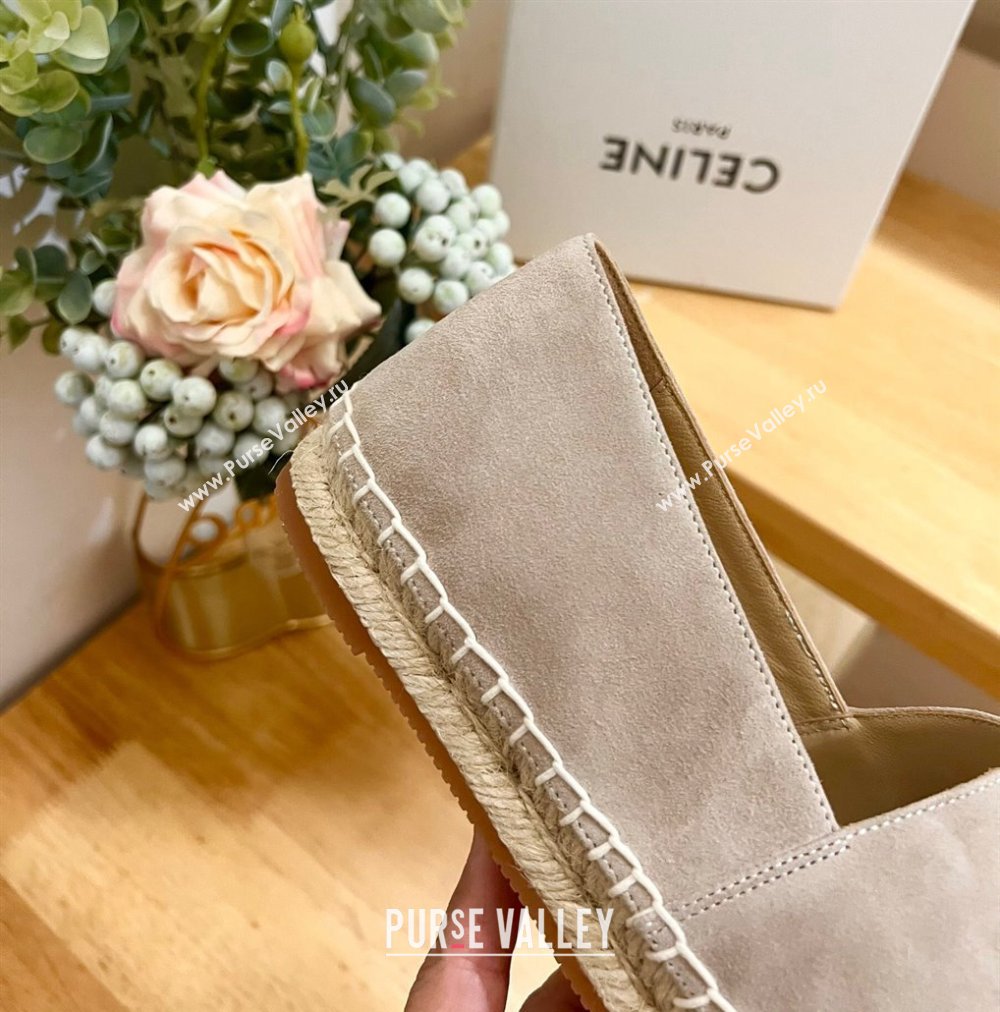 Celine Suede Logo Espadrilles Flats Grey 2024 1223 (KL-241223090)