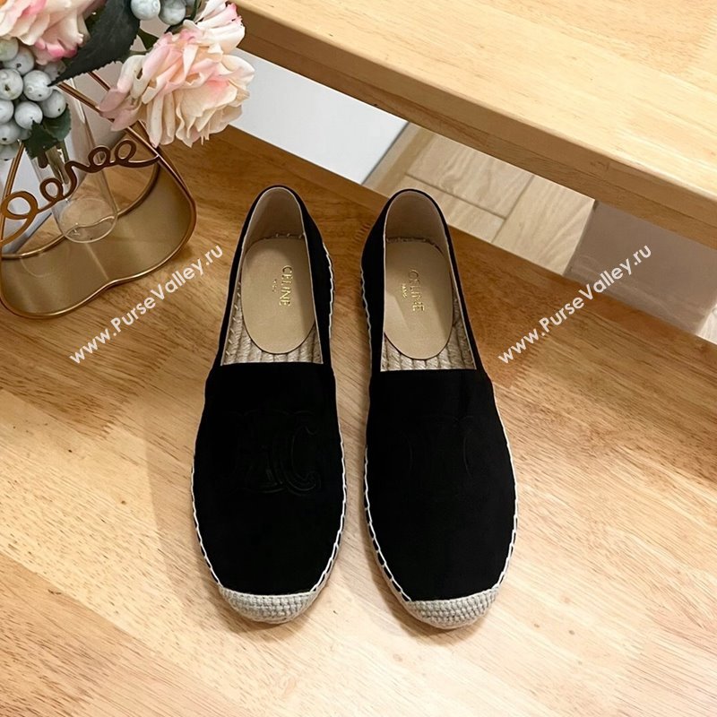 Celine Suede Logo Espadrilles Flats Black 2024 1223 (KL-241223091)