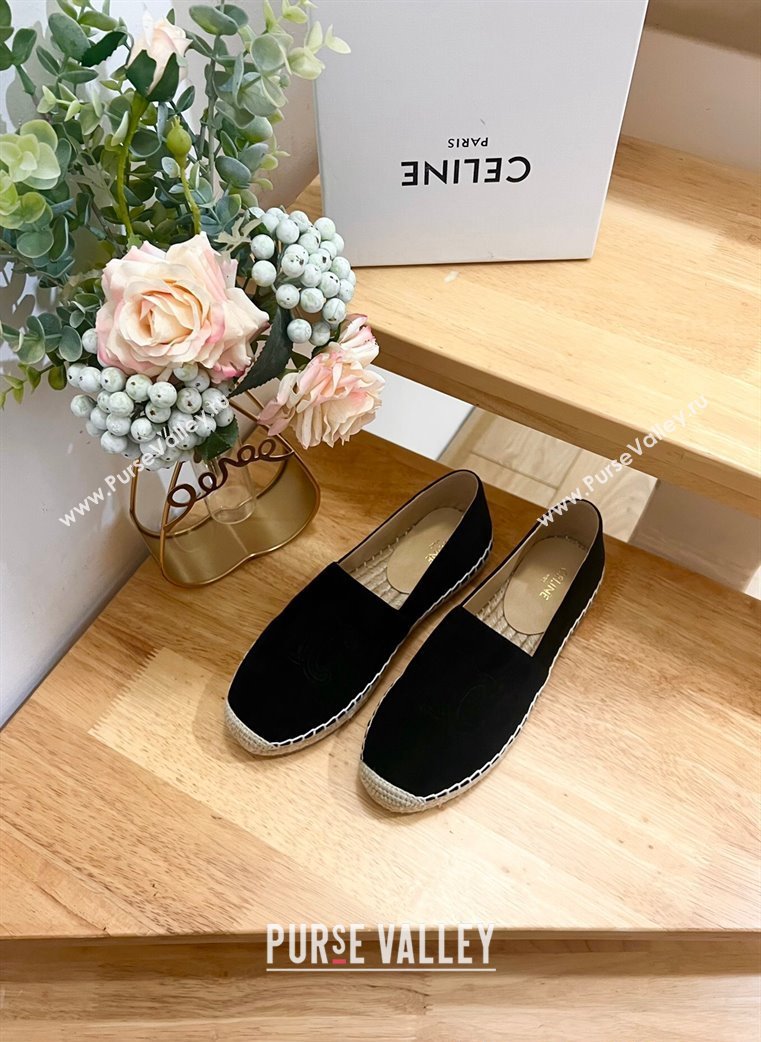 Celine Suede Logo Espadrilles Flats Black 2024 1223 (KL-241223091)