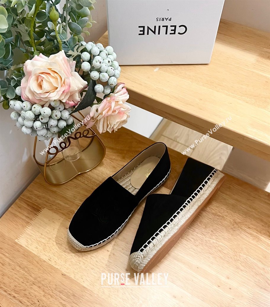 Celine Suede Logo Espadrilles Flats Black 2024 1223 (KL-241223091)