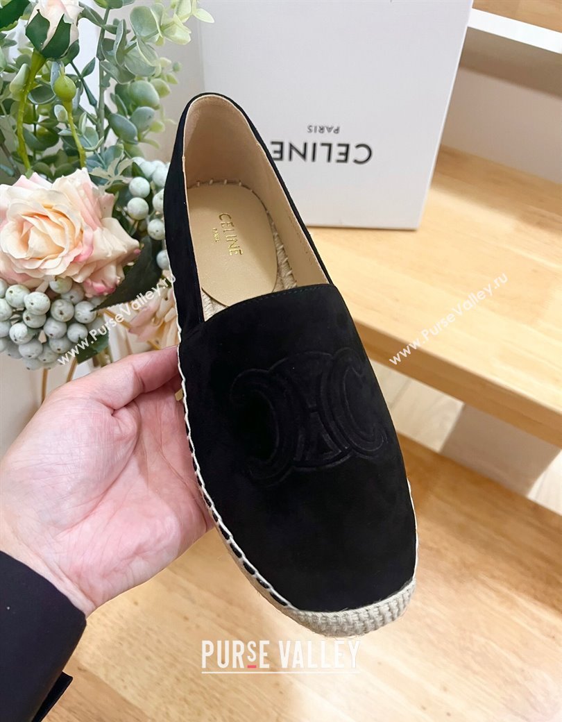 Celine Suede Logo Espadrilles Flats Black 2024 1223 (KL-241223091)