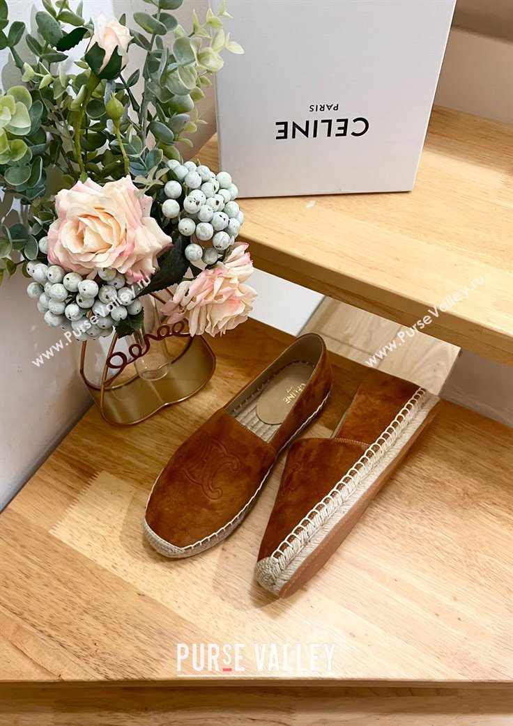 Celine Suede Logo Espadrilles Flats Brown 2024 1223 (KL-241223092)